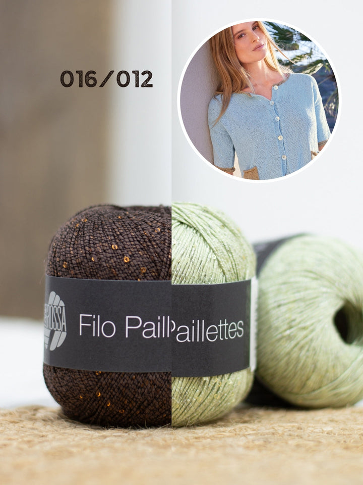 Strickpaket Filo Paillettes Jacke mit kurzen Ärmeln