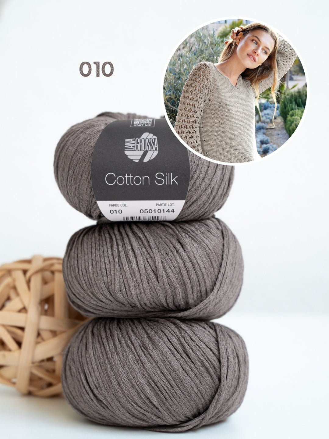 Strickpaket Cotton Silk Pullover mit Ajourärmeln