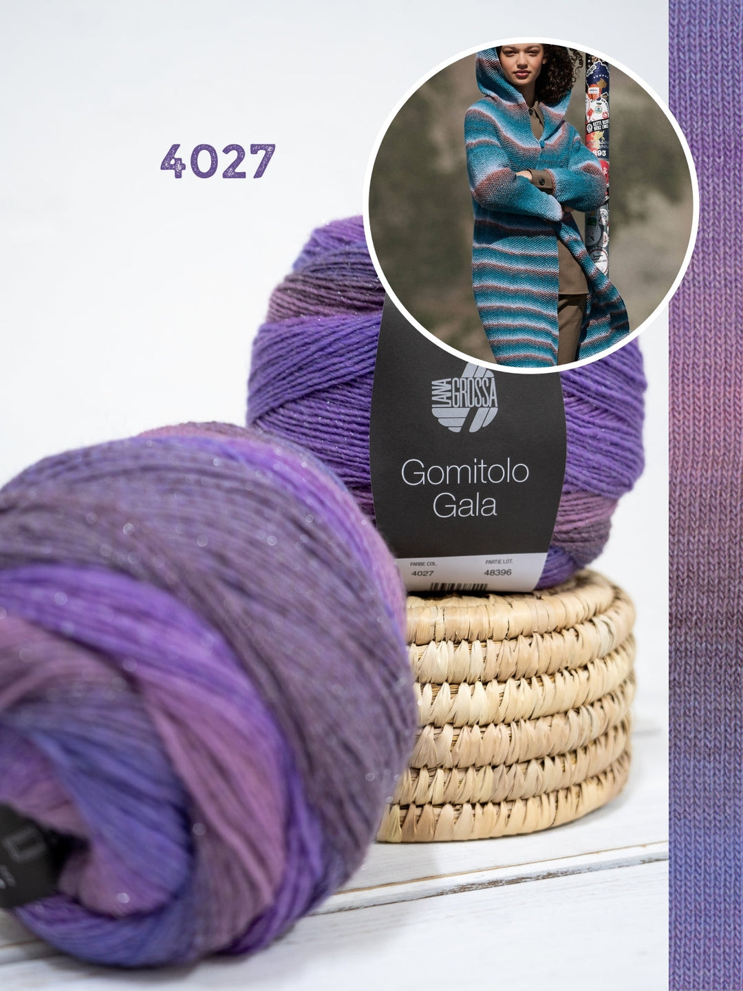 Strickpaket Gomitolo Gala Top-down Mantel mit Kapuze