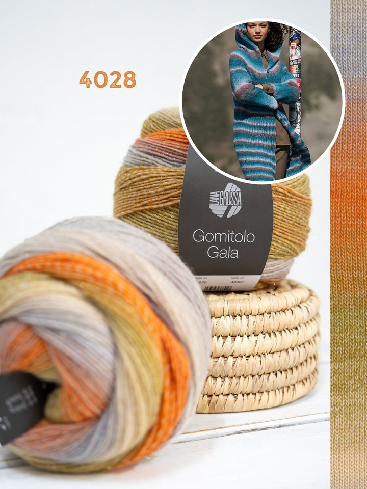 Strickpaket Gomitolo Gala Top-down Mantel mit Kapuze