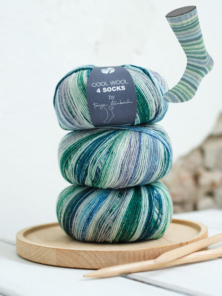 Cool Wool 4 Socks Print 7754 Hellgrau / Petrol / Graugrün
