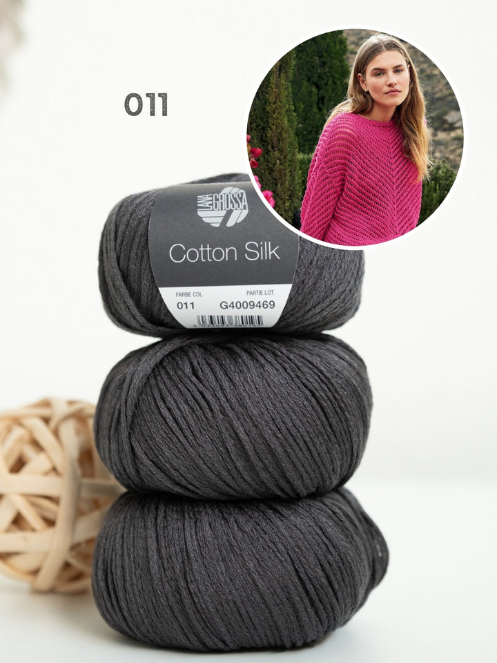 Strickpaket Cotton Silk Pullover mit Fischgrätmuster