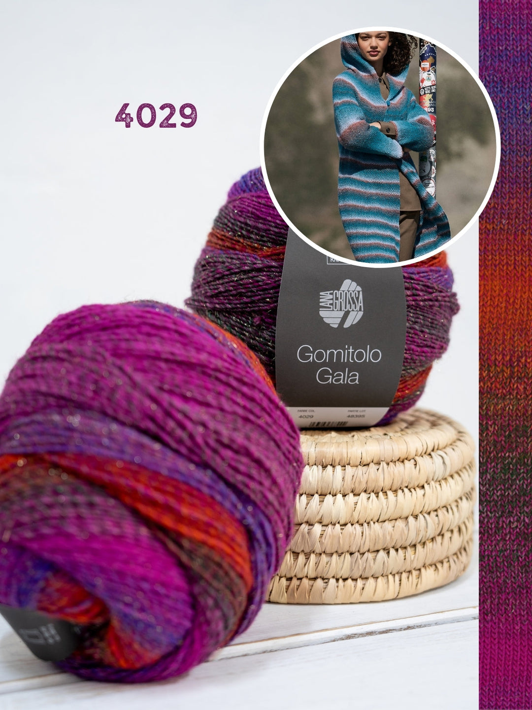 Strickpaket Gomitolo Gala Top-down Mantel mit Kapuze