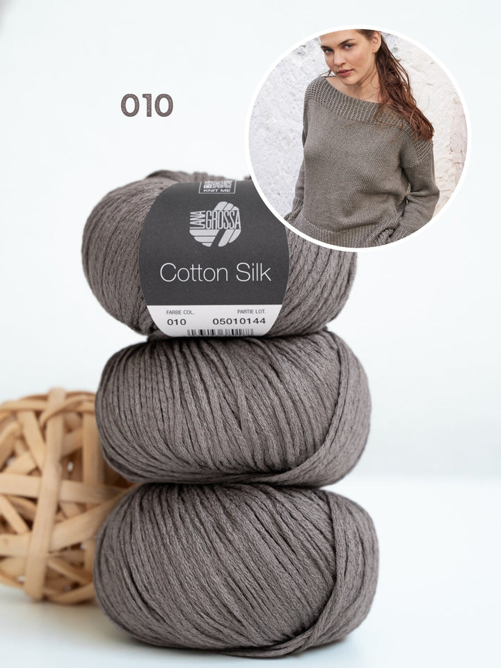 Strickpaket Cotton Silk Pullover mit U-Bootausschnitt