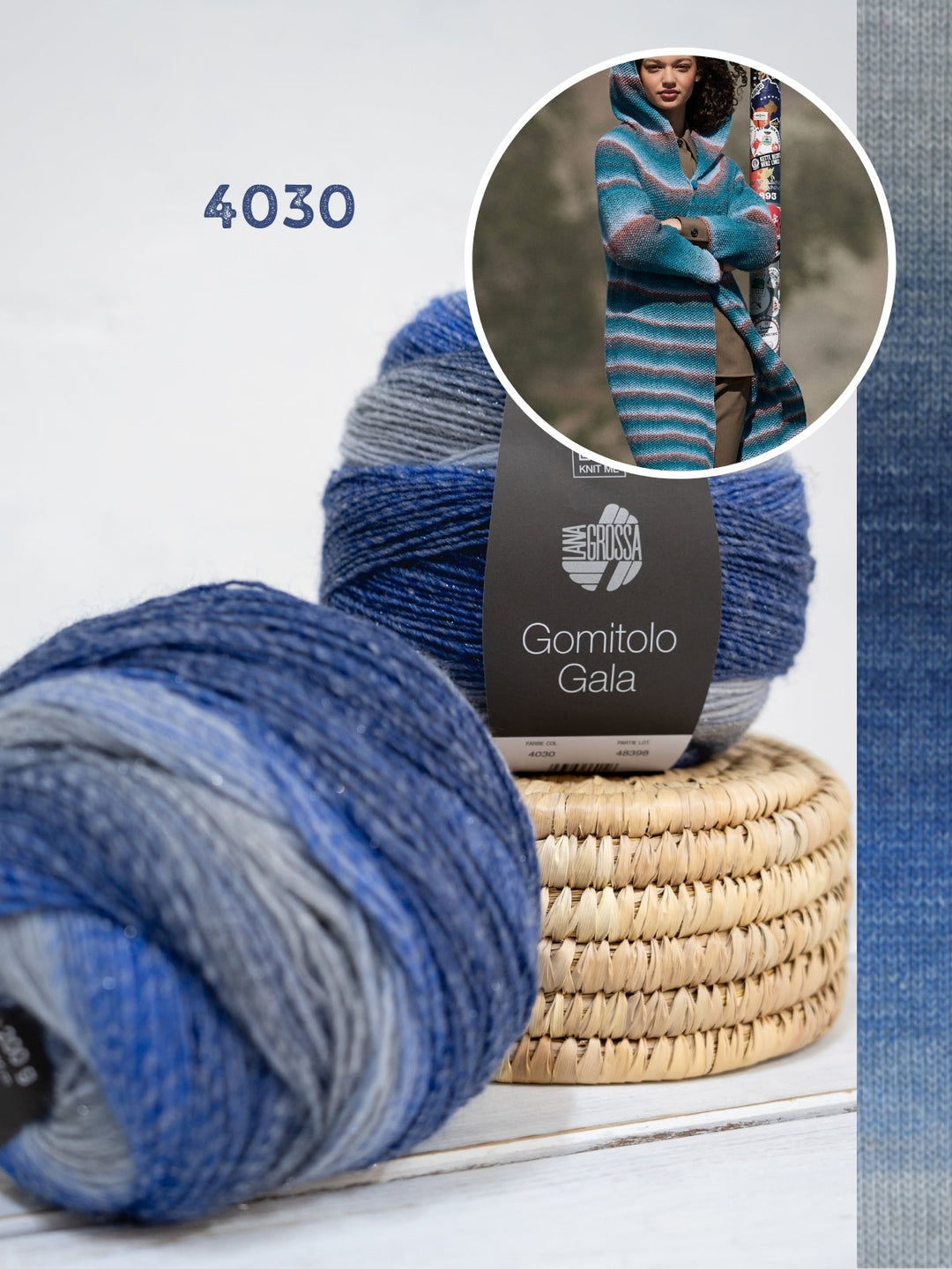 Strickpaket Gomitolo Gala Top-down Mantel mit Kapuze