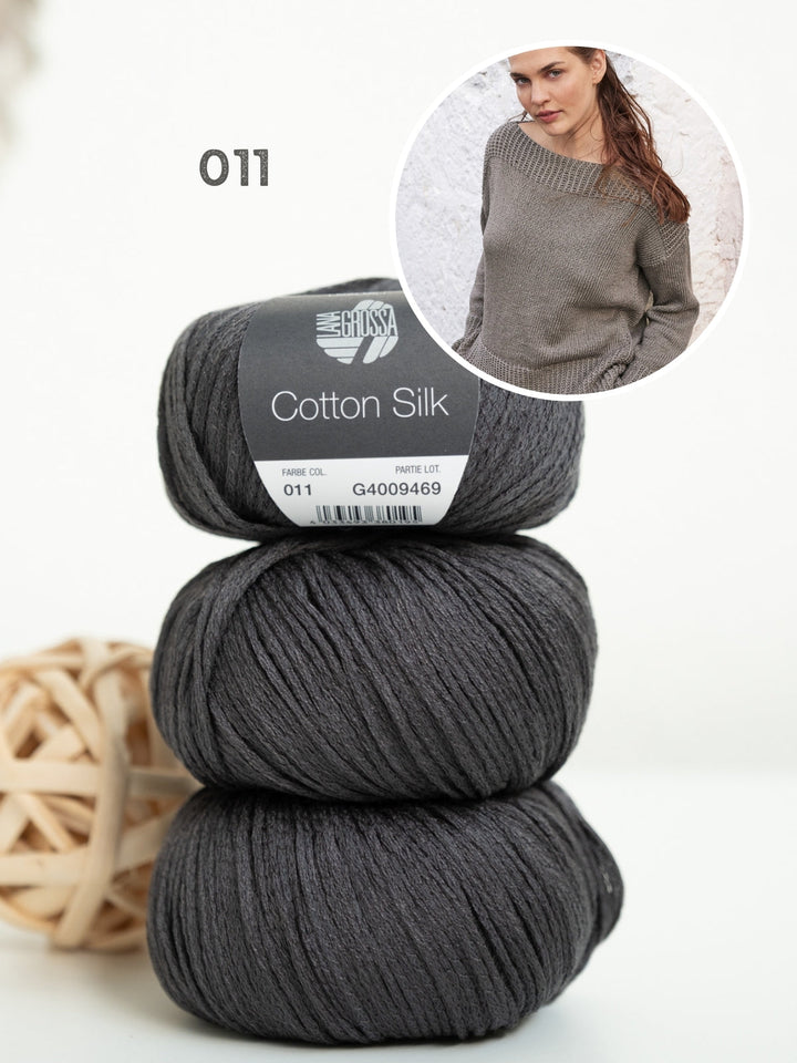 Strickpaket Cotton Silk Pullover mit U-Bootausschnitt