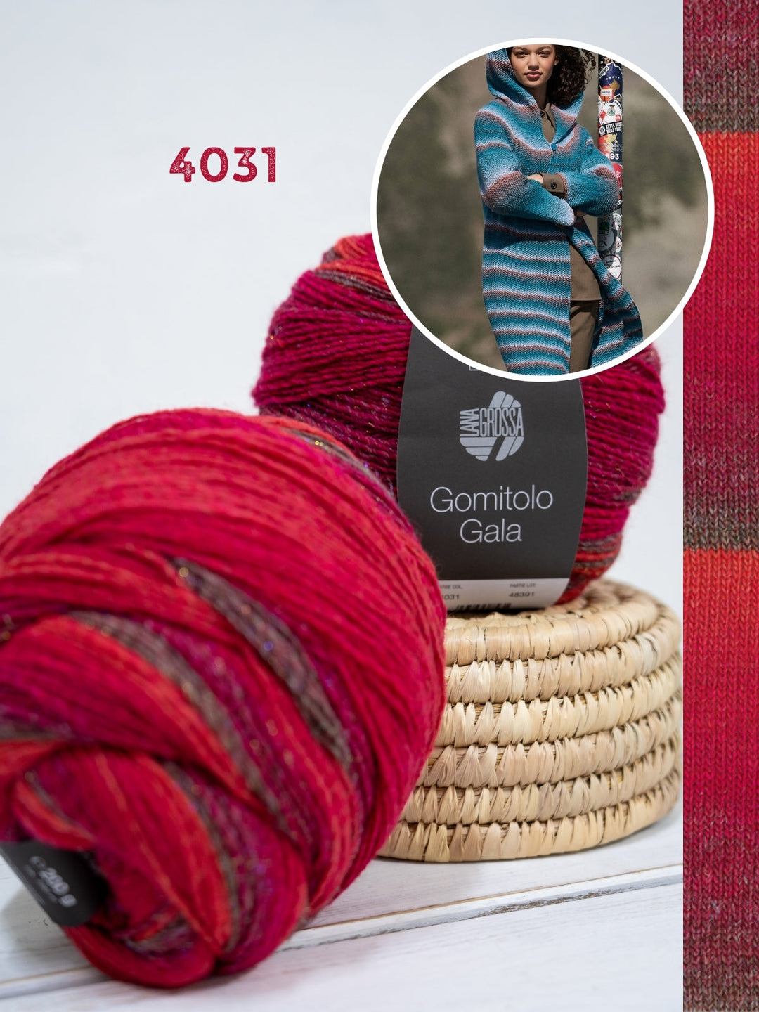Strickpaket Gomitolo Gala Top-down Mantel mit Kapuze