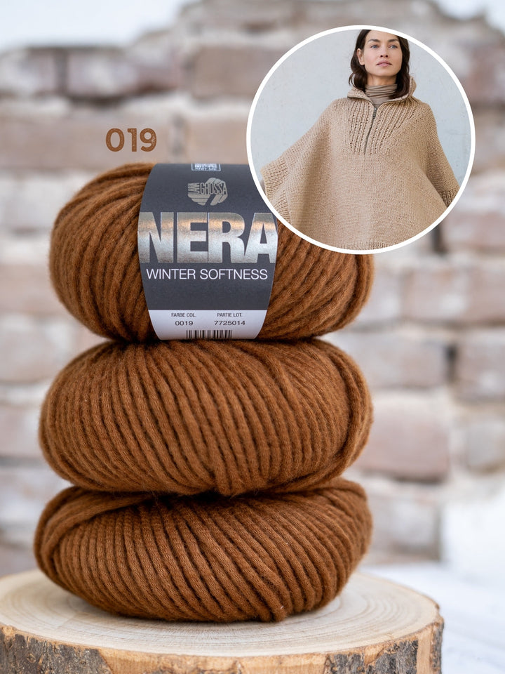 Strickpaket Winter Softness Poncho mit Reißverschluss