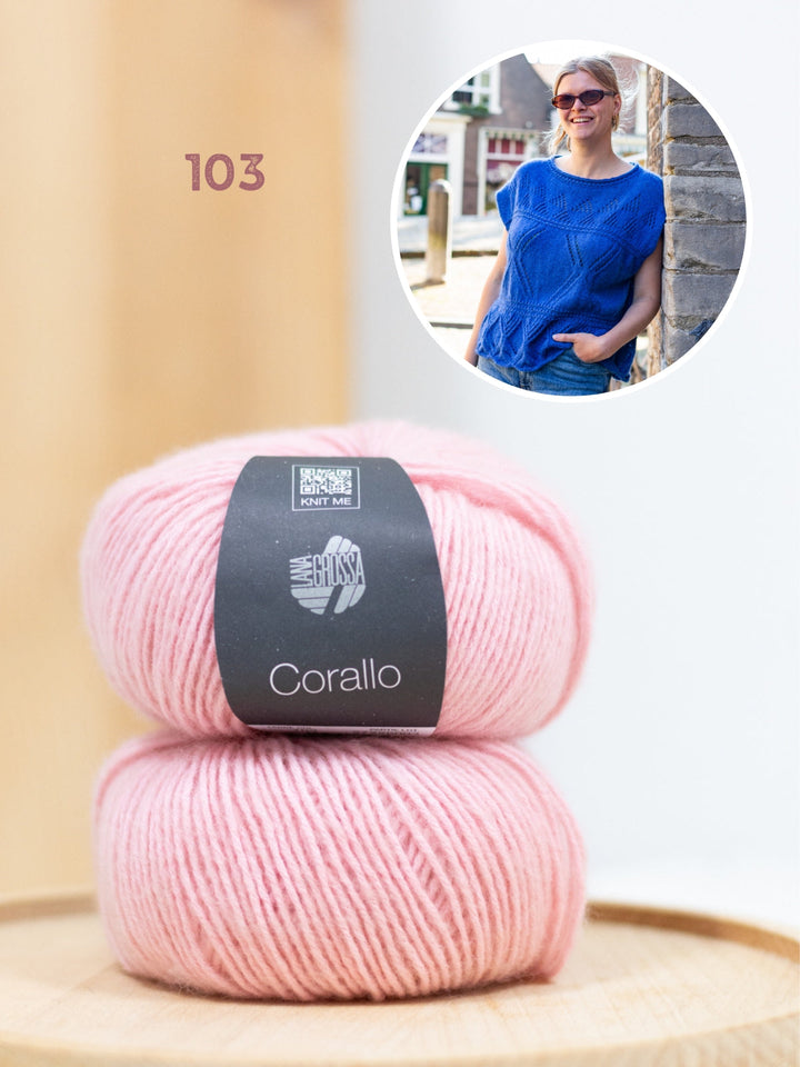 Strickpaket Meadow Ajour Top - Corallo Uni