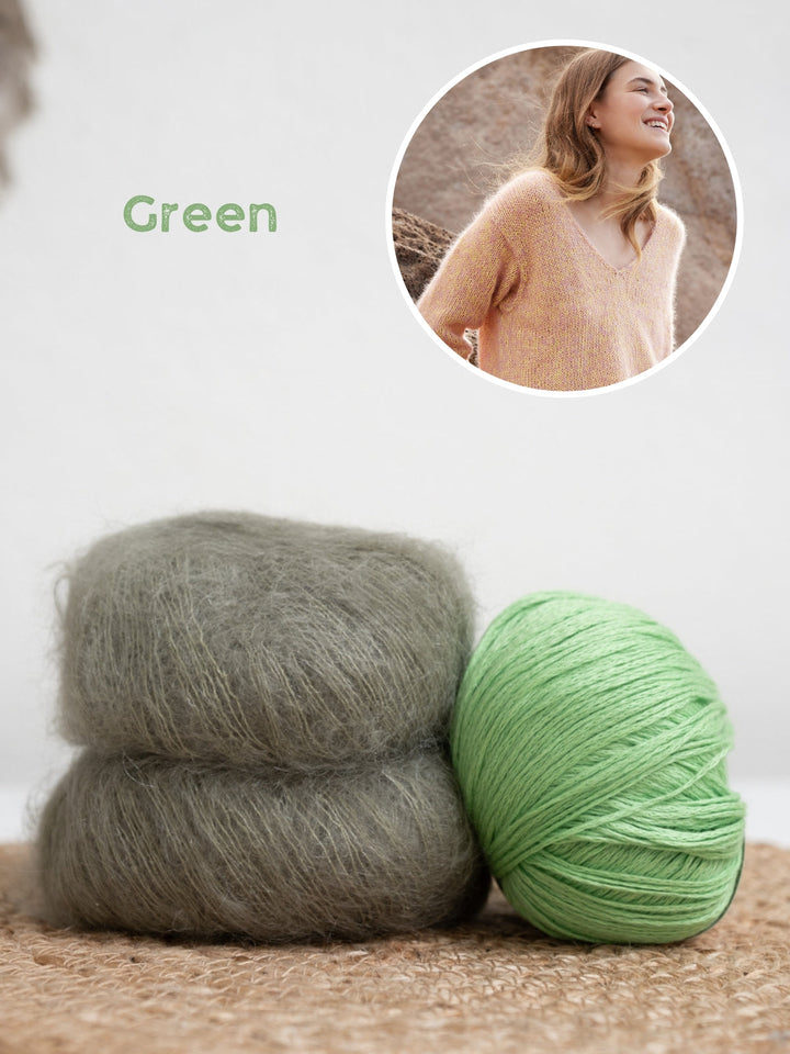 Strickpaket Summer Cashmere Silkhair V-Ausschnitt Pullover