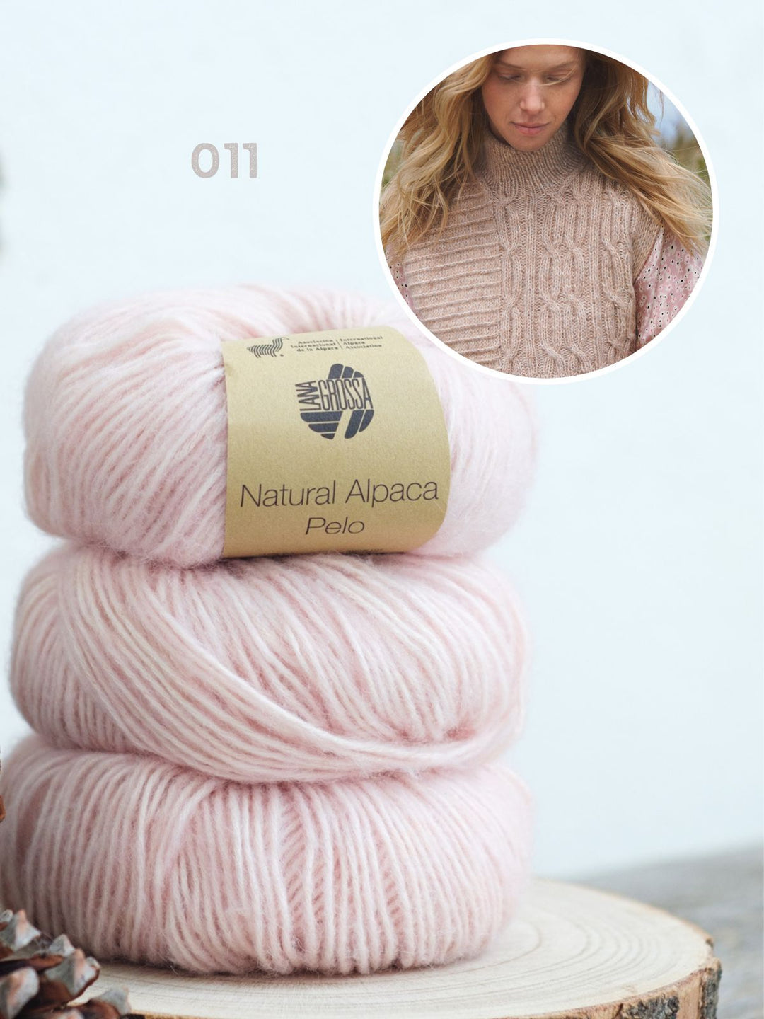 Strickpaket Natural Alpaca Pelo Zopfpullunder