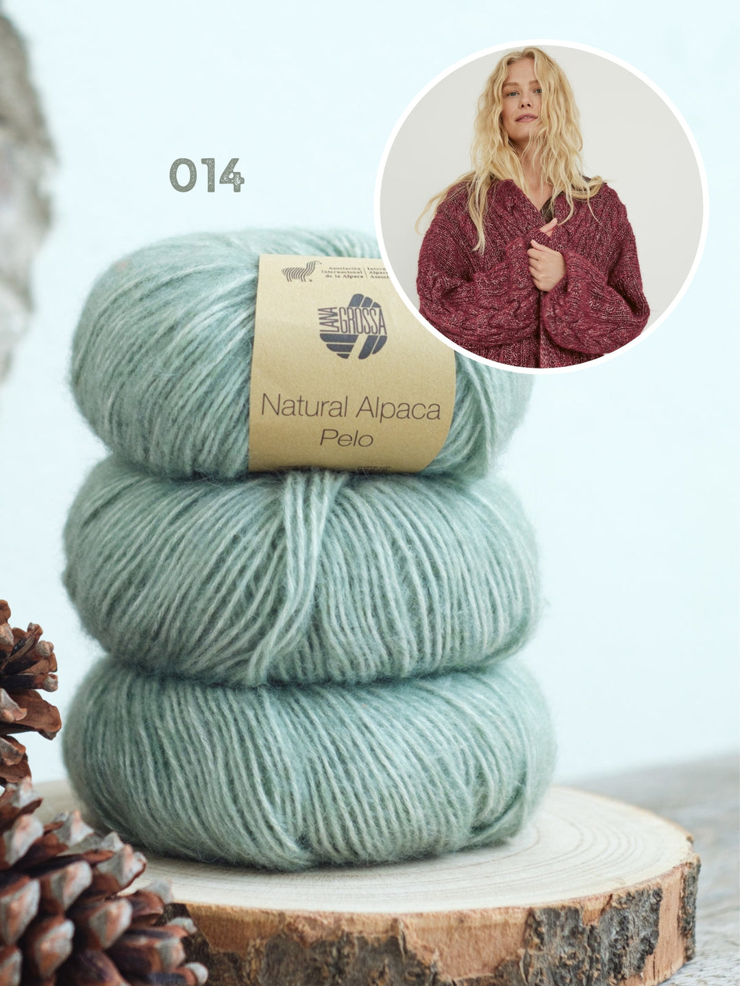 Strickpaket Natural Alpaca Pelo Zopfmusterjacke – Top-down