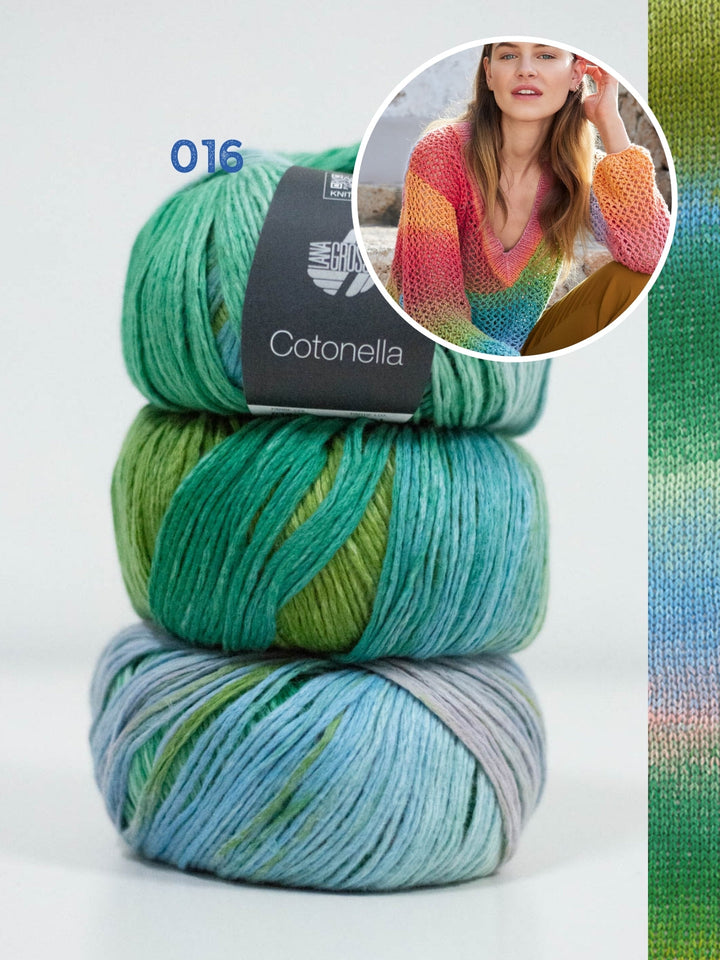 Strickpaket Cotonella Pullover mit Ajourmuster