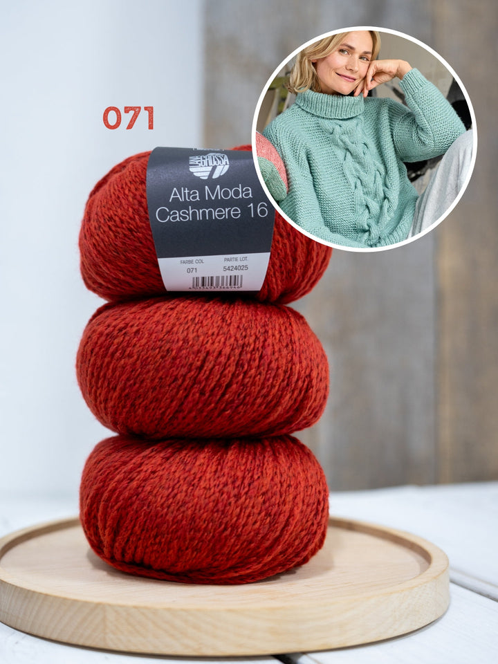 Strickpaket Alta Moda Cashmere 16 Zopfpullover