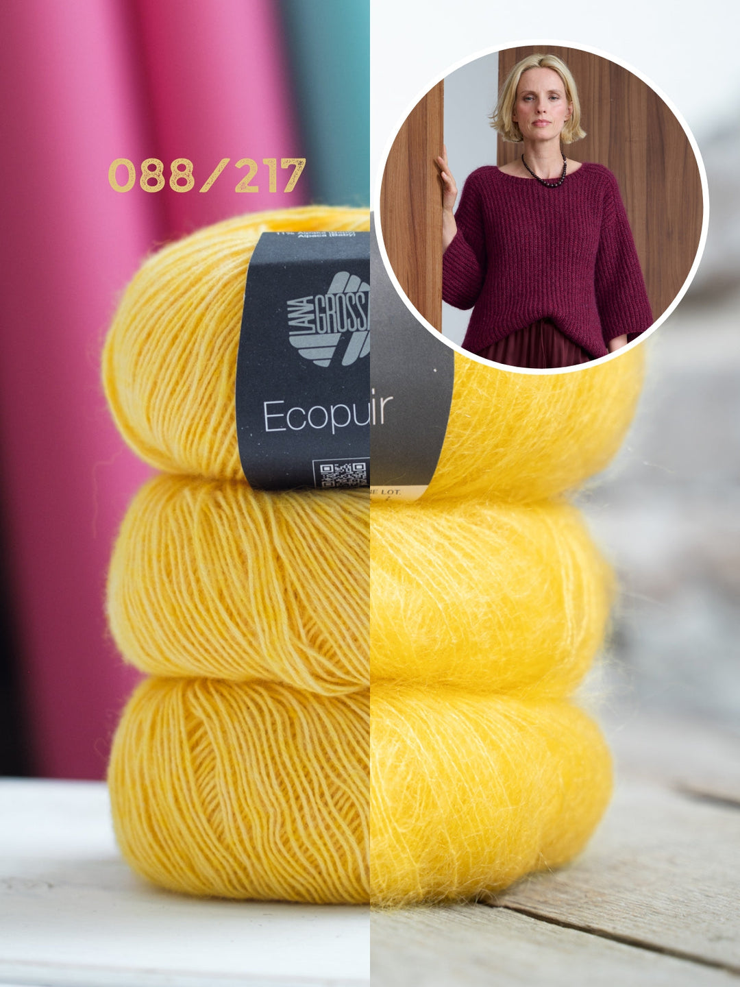 Strickpaket Ecopuno Silkhair Pullover im Patentmuster