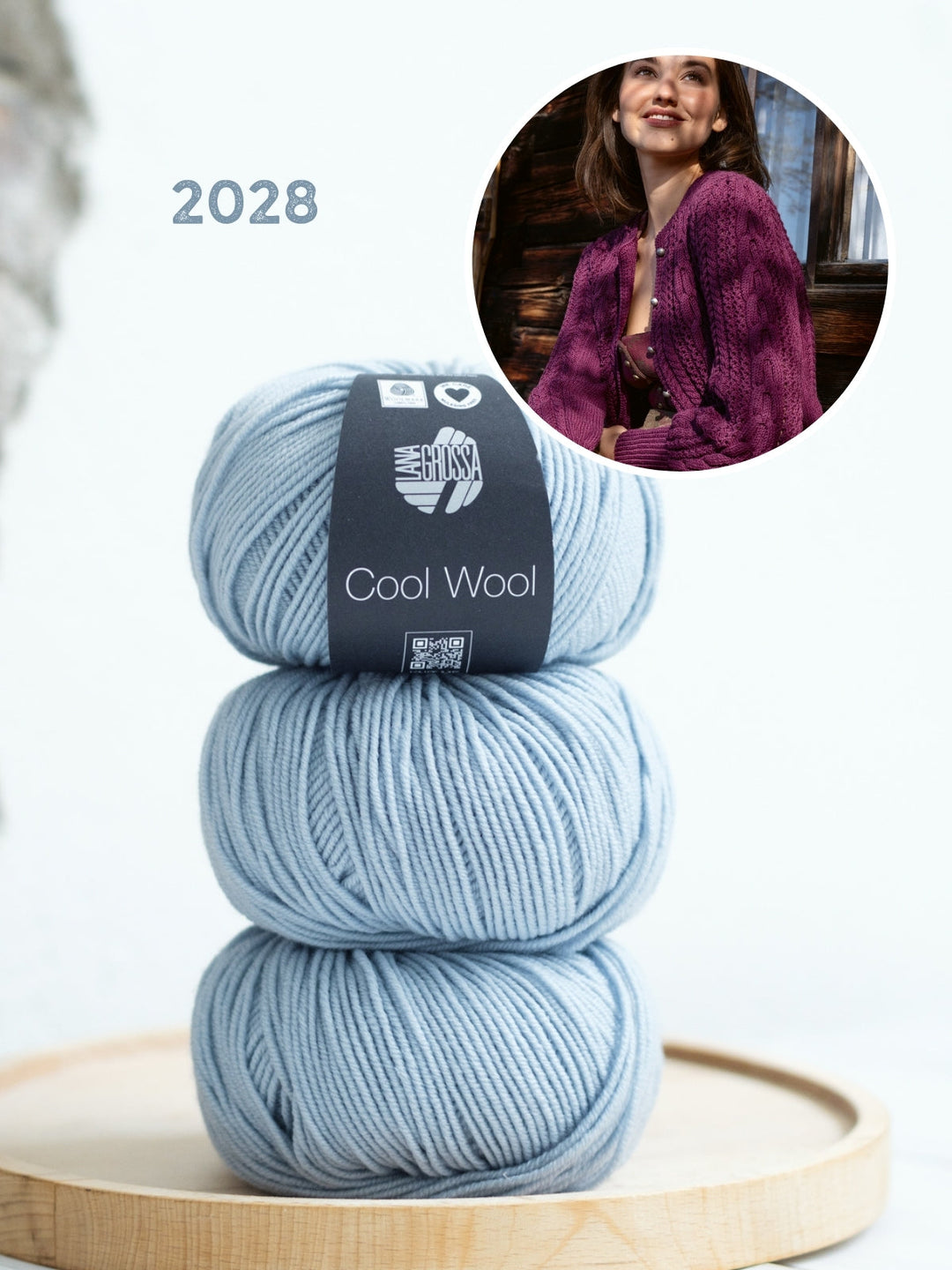 Strickpaket Cool Wool Jacke im Zopf-lochmuster