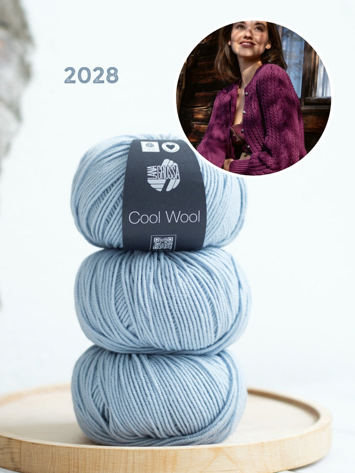 Strickpaket Cool Wool Jacke im Zopf-lochmuster