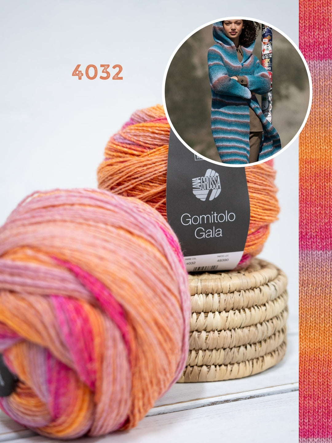 Strickpaket Gomitolo Gala Top-down Mantel mit Kapuze