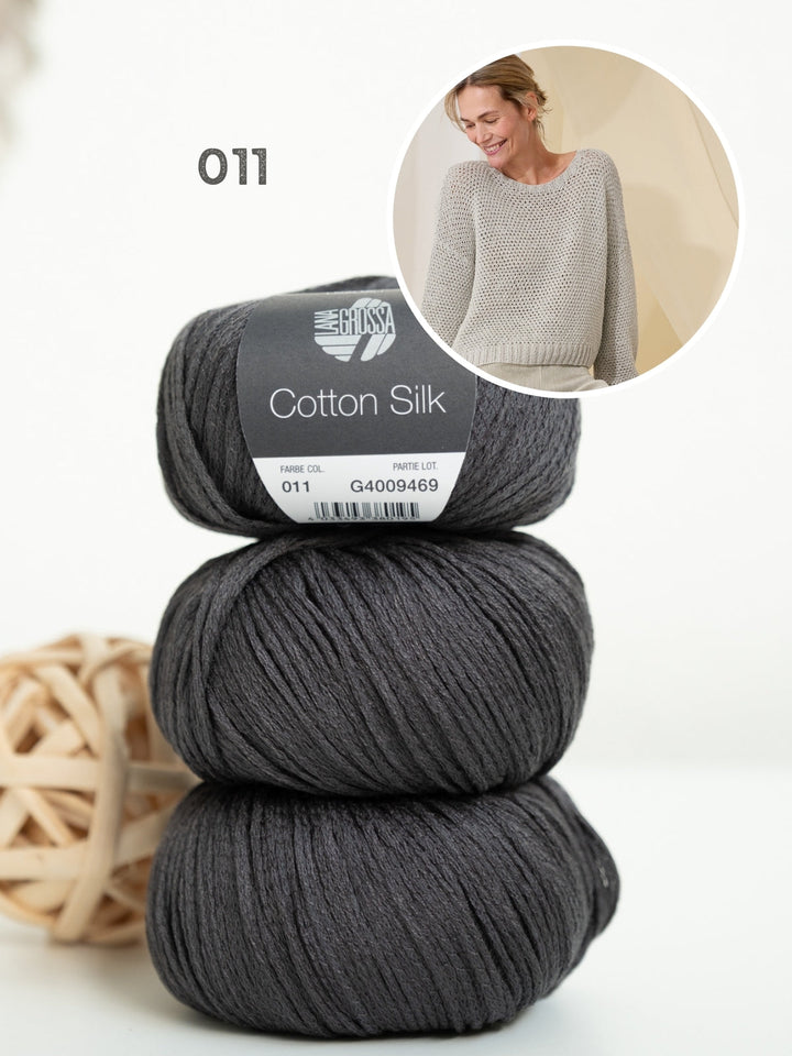 Strickpaket Cotton Silk Pullover mit Strukturmuster