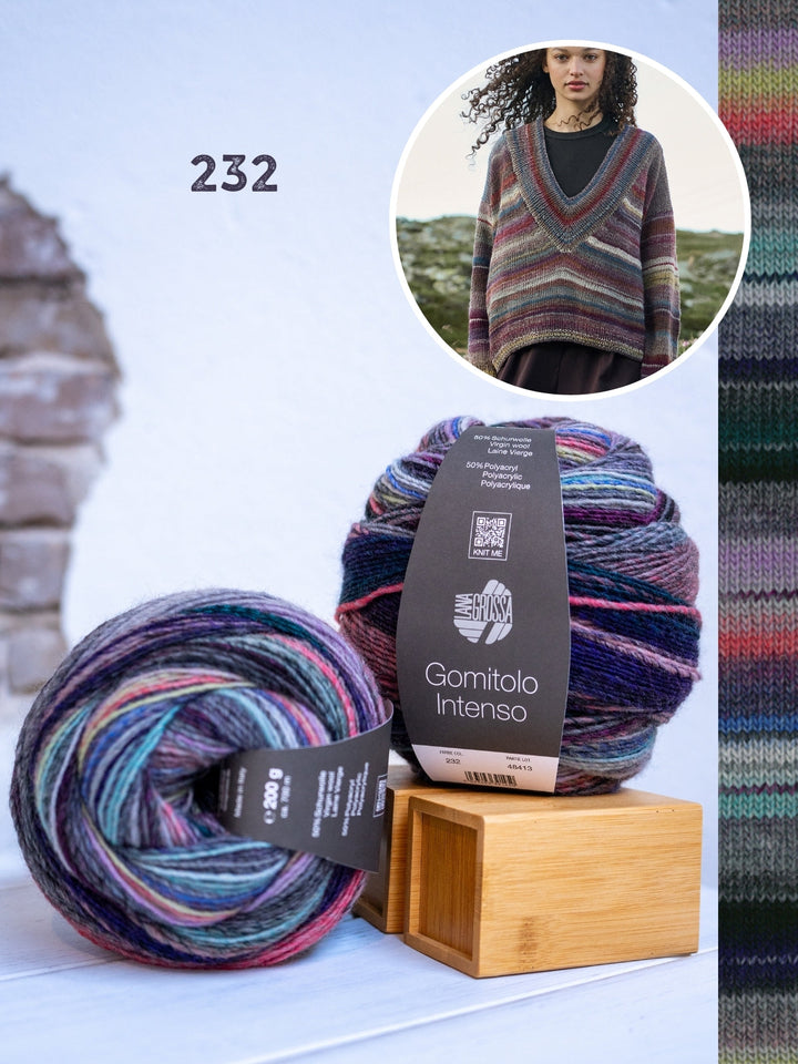 Strickpaket Gomitolo Intenso Top-down V-Ausschnitt-Pullover