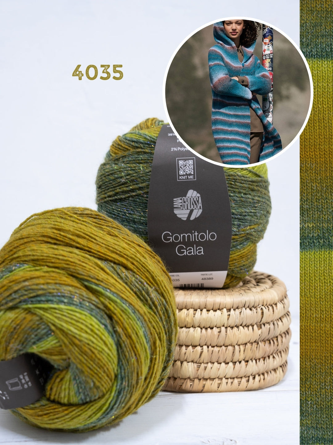 Strickpaket Gomitolo Gala Top-down Mantel mit Kapuze