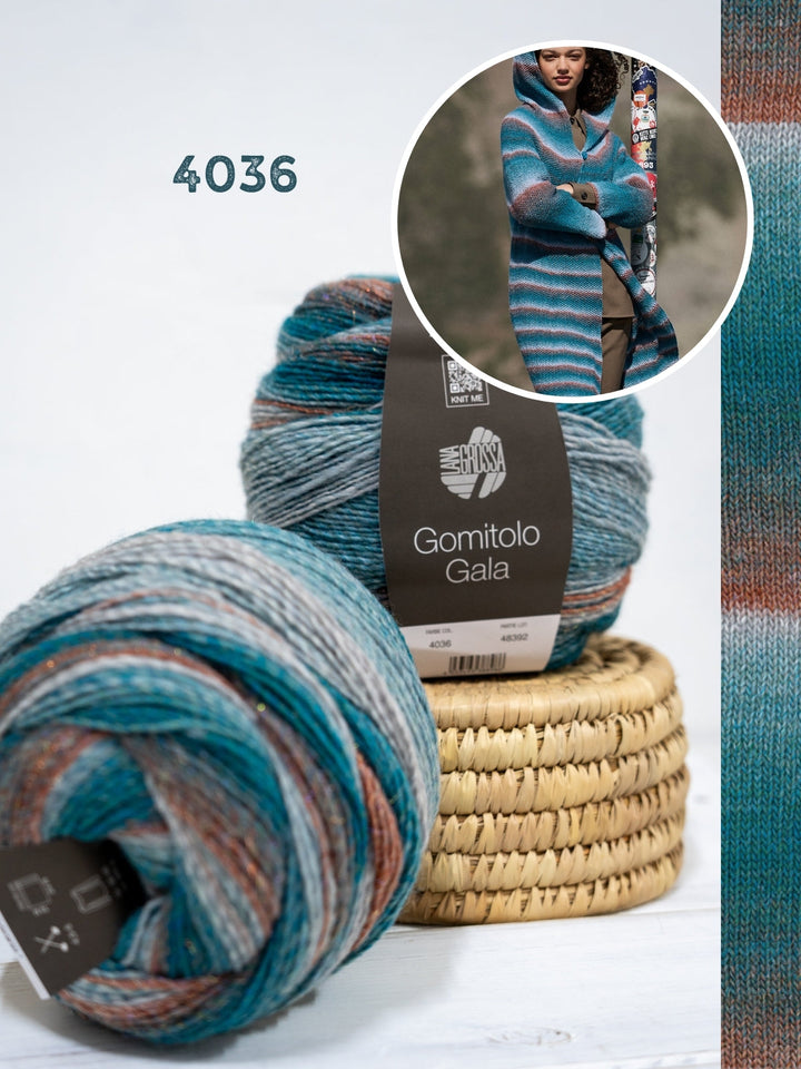 Strickpaket Gomitolo Gala Top-down Mantel mit Kapuze