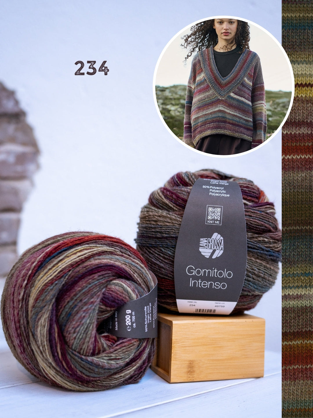 Strickpaket Gomitolo Intenso Top-down V-Ausschnitt-Pullover