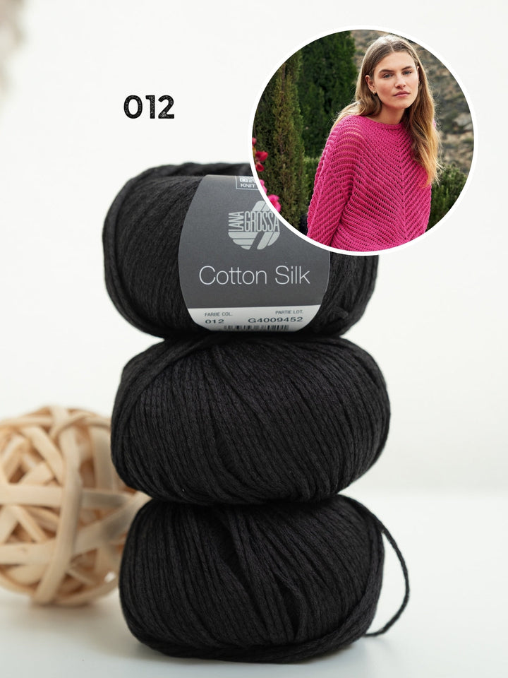 Strickpaket Cotton Silk Pullover mit Fischgrätmuster