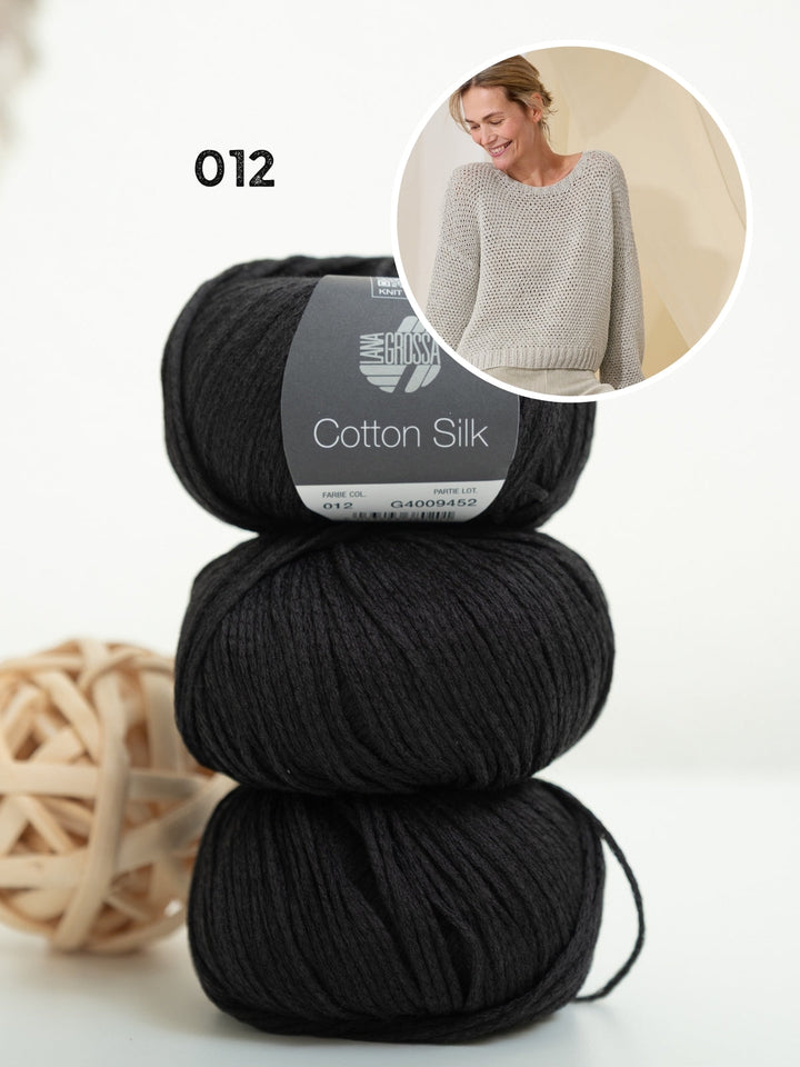 Strickpaket Cotton Silk Pullover mit Strukturmuster