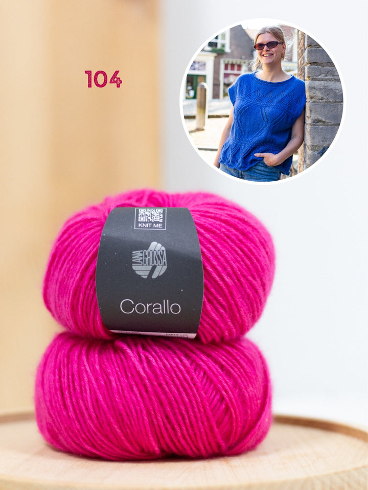 Strickpaket Meadow Ajour Top - Corallo Uni