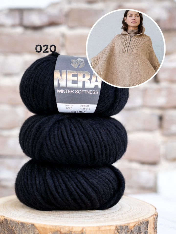 Strickpaket Winter Softness Poncho mit Reißverschluss