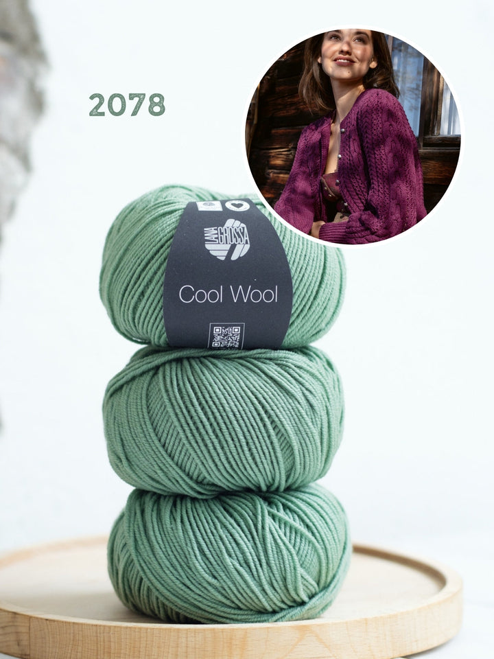 Strickpaket Cool Wool Jacke im Zopf-lochmuster