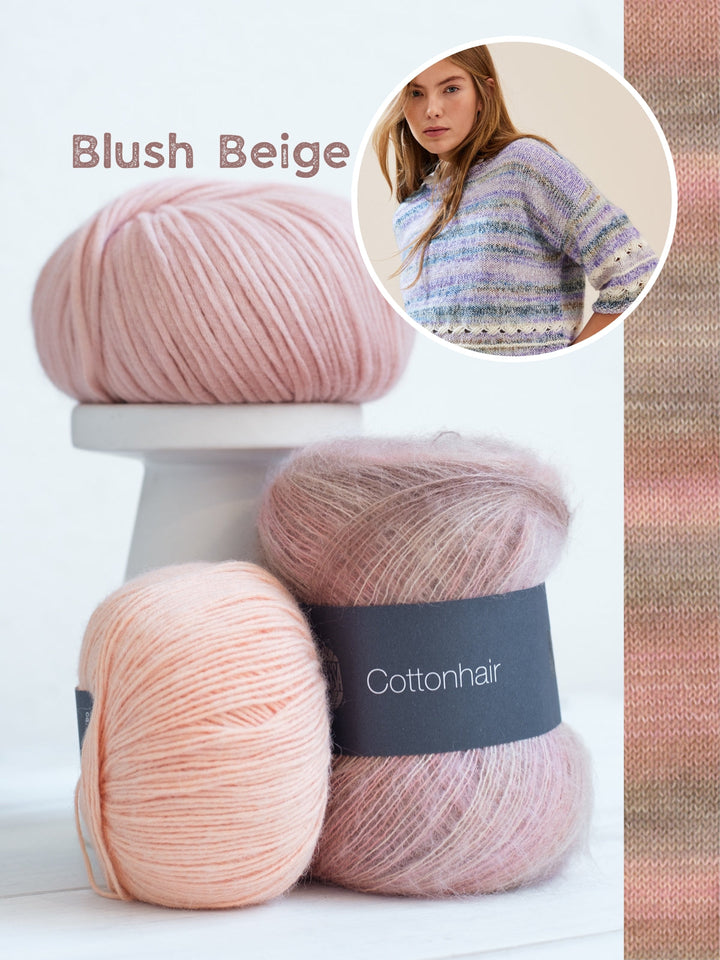 Strickpaket Ecopuno Cottonhair Summer Softness Shirt mit Diagonalmuster