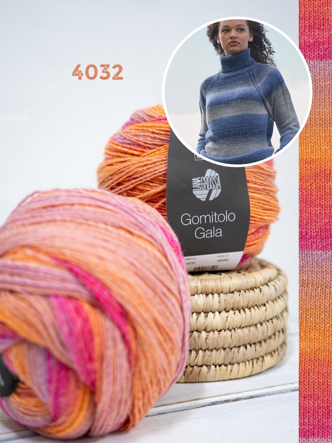 Strickpaket Gomitolo Gala Top-down Raglanpullover mit Rollkragen
