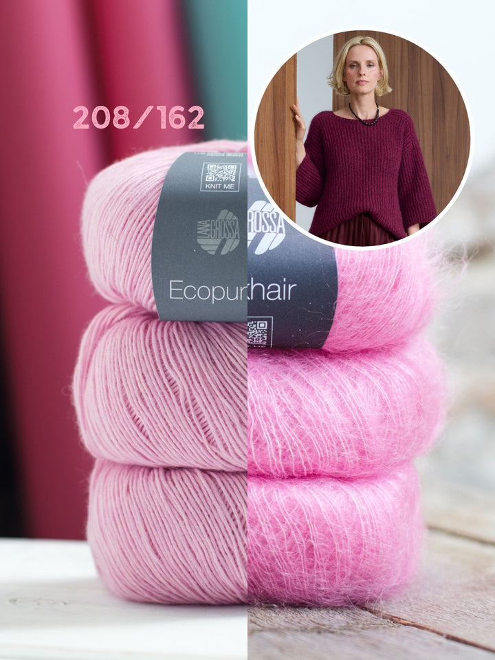 Strickpaket Ecopuno Silkhair Pullover im Patentmuster