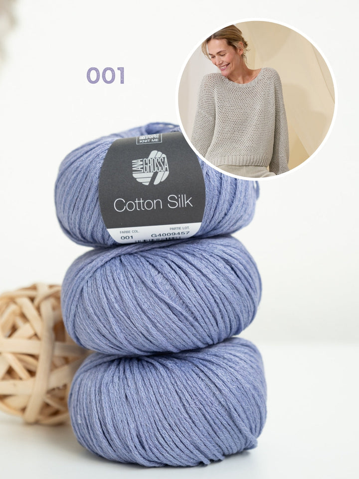 Strickpaket Cotton Silk Pullover mit Strukturmuster