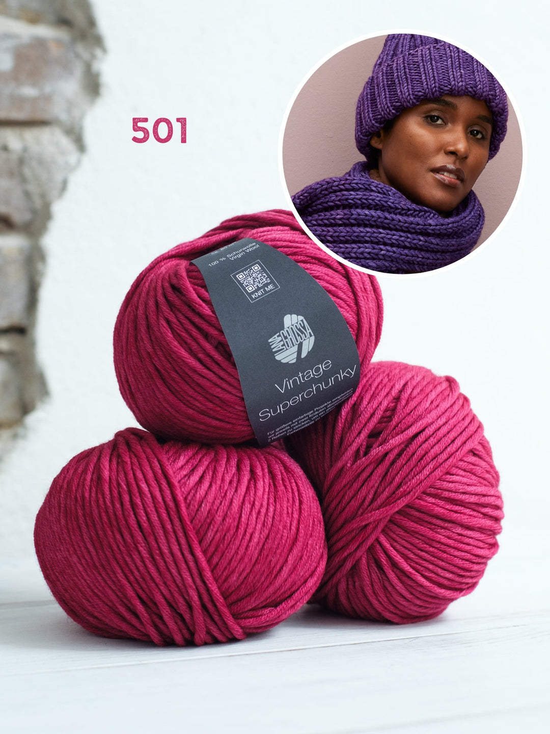 Strickpaket Vintage Superchunky Mütze