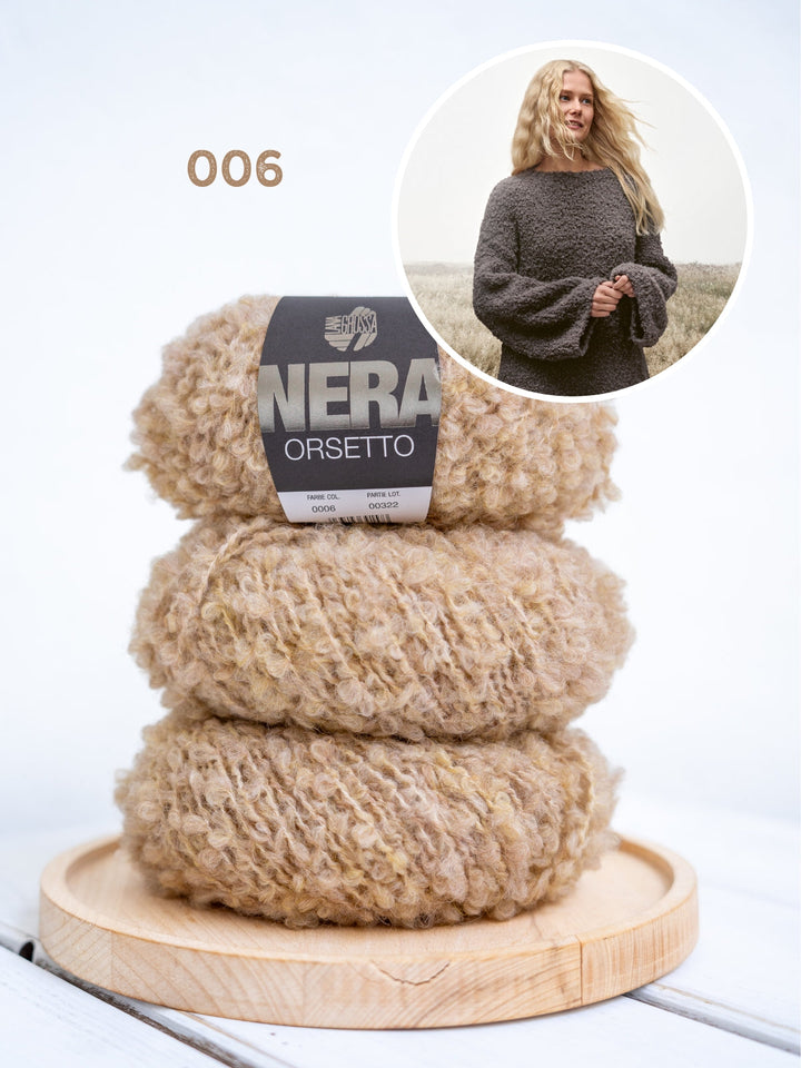 Strickpaket Orsetto Pullover lang – top-down