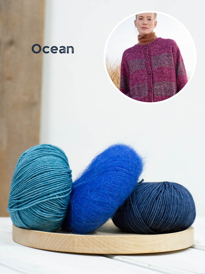 Strickpaket Cool Wool Vintage Silkhair Streifenjacke