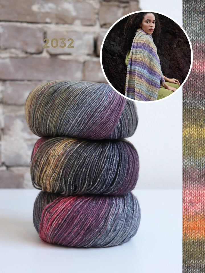 Strickpaket Gomitolo Mambo Schal mit Fallmaschenmuster