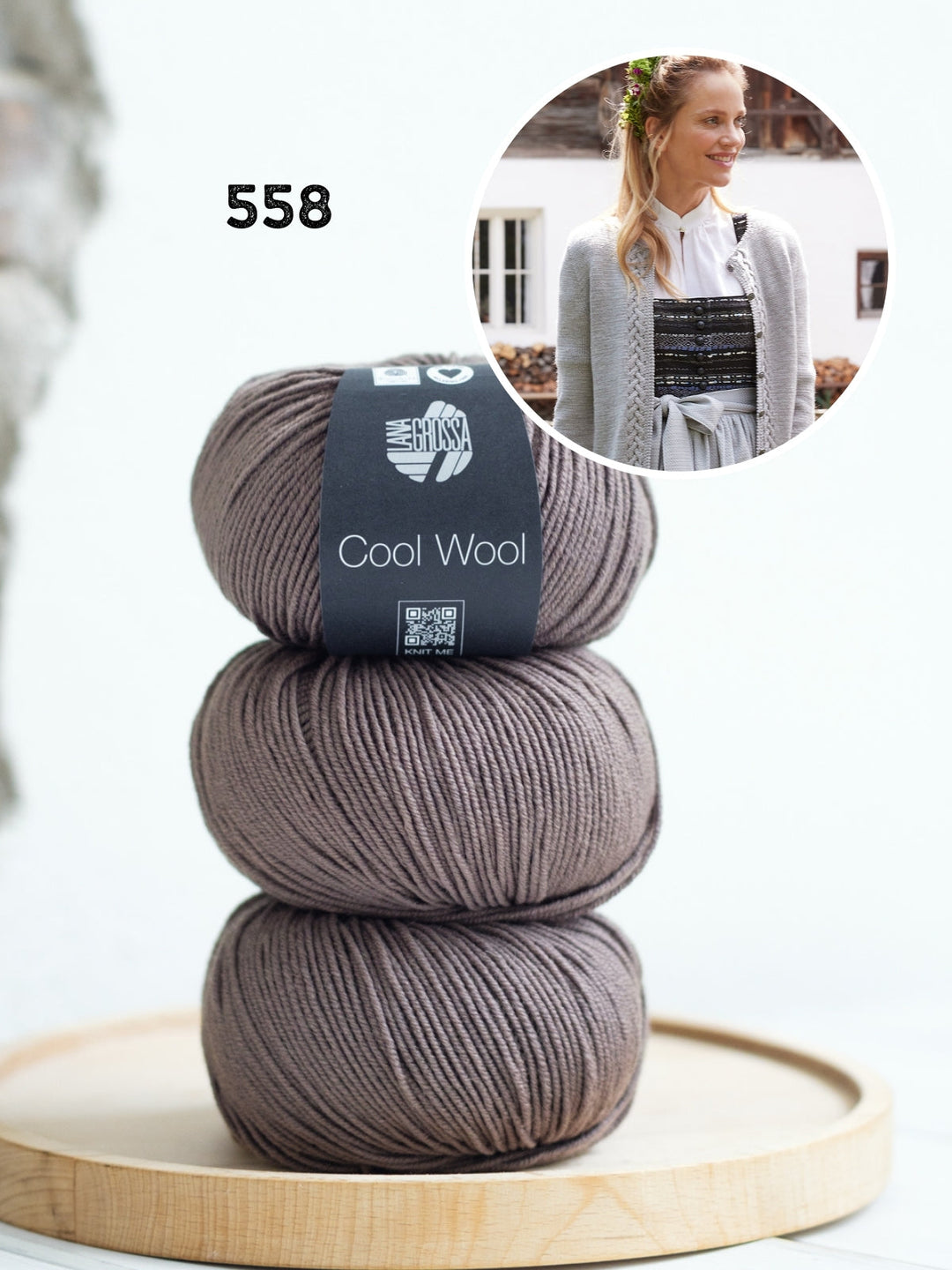 Strickpaket Cool Wool Jacke mit Zöpfe