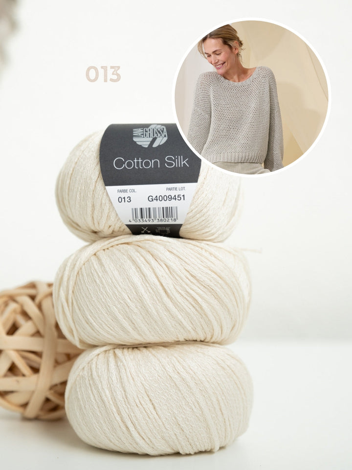 Strickpaket Cotton Silk Pullover mit Strukturmuster