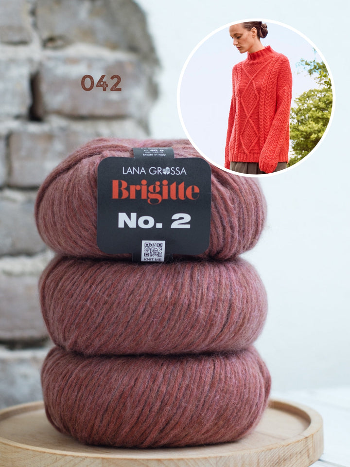 Strickpaket Brigitte no. 2 Pullover mit Aranmuster