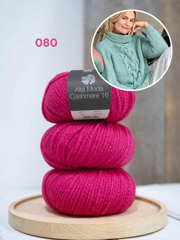 Strickpaket Alta Moda Cashmere 16 Zopfpullover