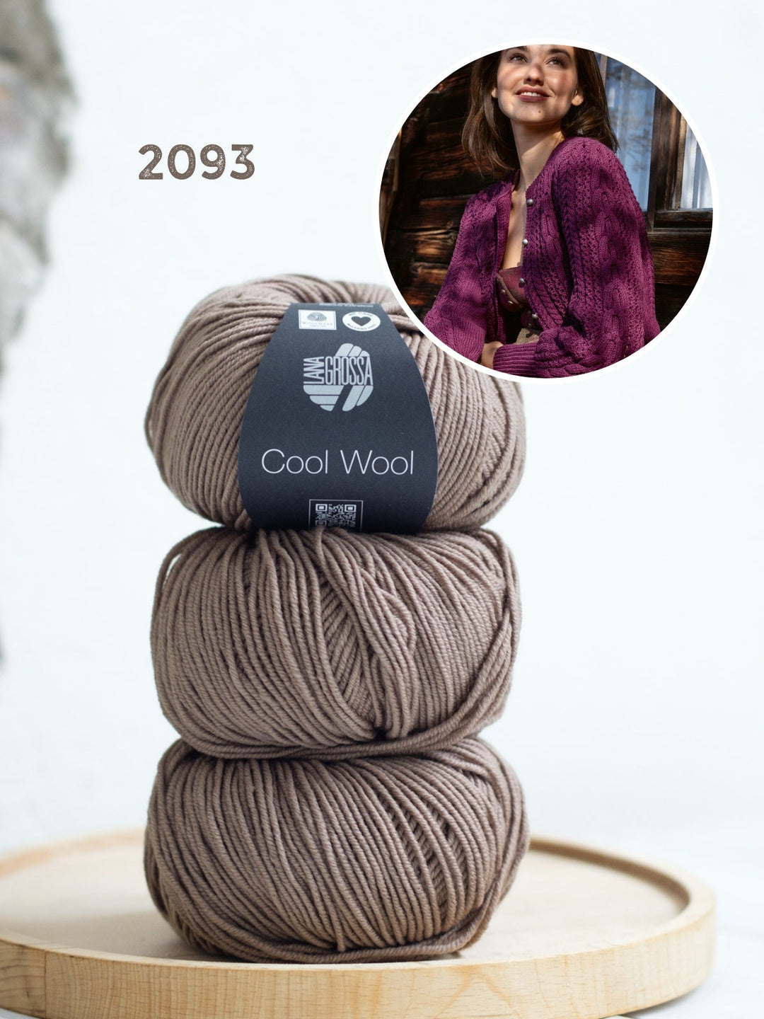 Strickpaket Cool Wool Jacke im Zopf-lochmuster