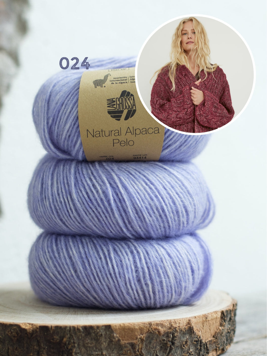 Strickpaket Natural Alpaca Pelo Zopfmusterjacke – Top-down