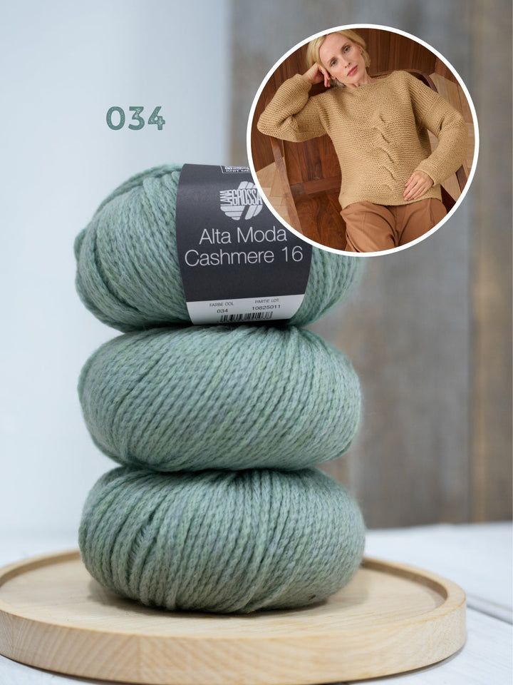 Strickpaket Alta Moda Cashmere 16 Pullover mit Zöpfen