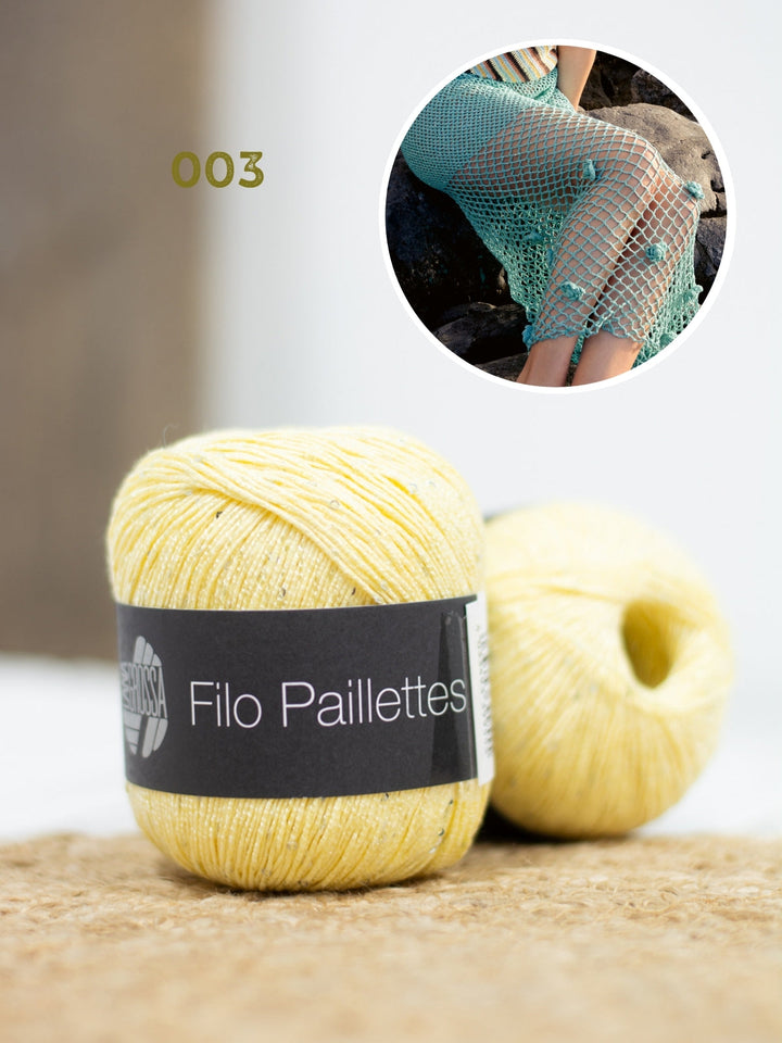 Häkelpaket Filo Paillettes Rock mit Blüten