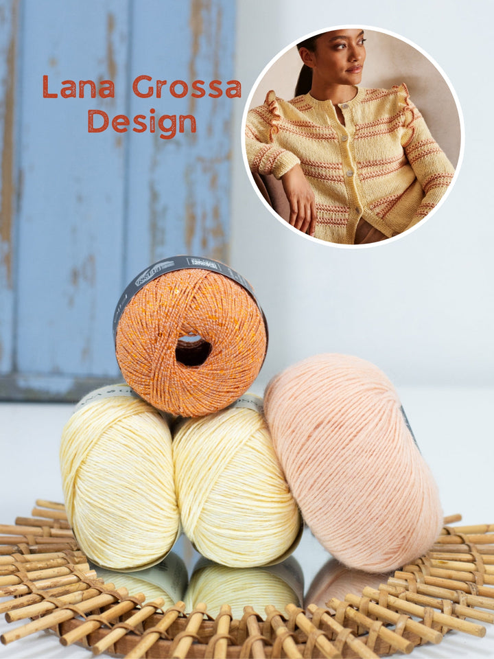 Strickpaket Tencellino Filo Paillettes Ecopuno Jacke mit Rüschen