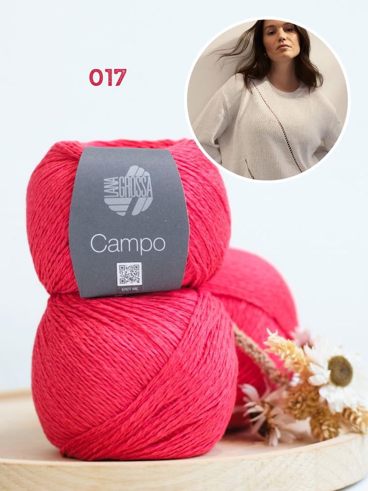 Strickpaket Campo Pullover mit Ajourstreifen